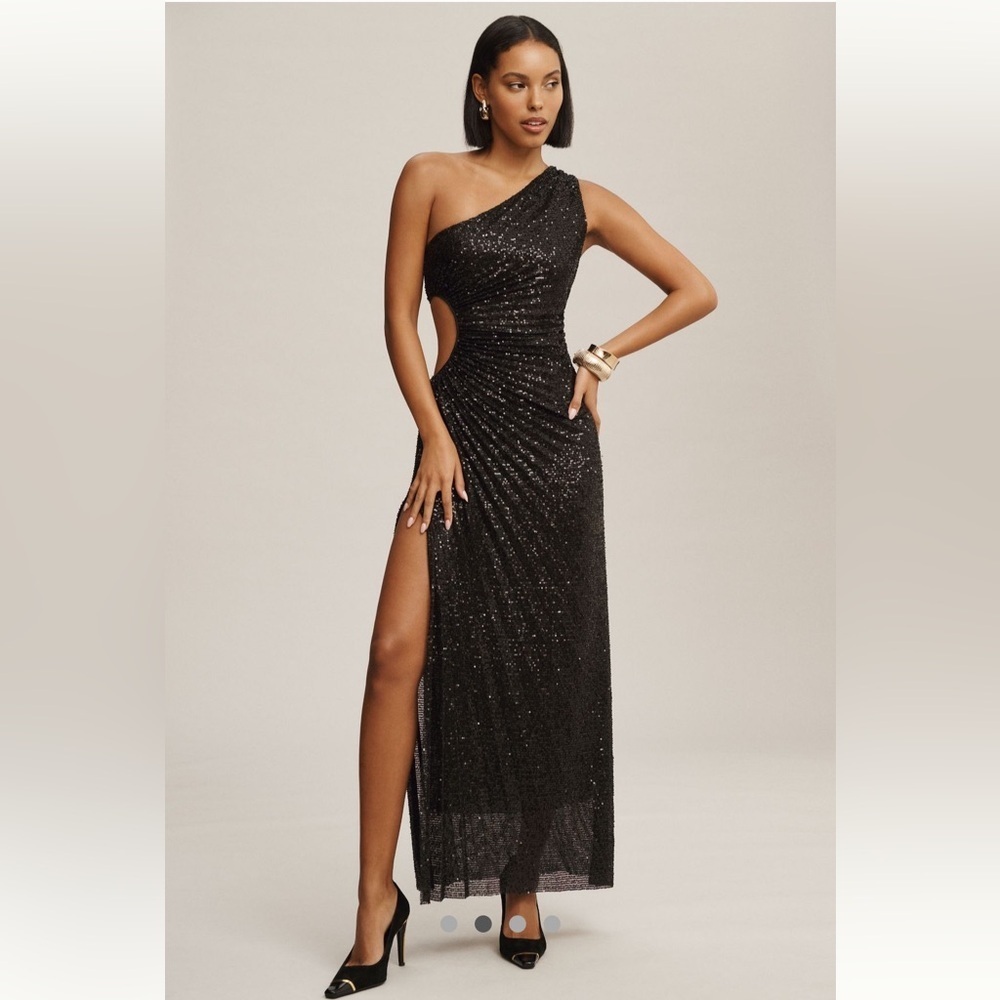 Delfi Anthropologie NWT Delfi Collective Sequin Solie One-Shoulder Dress size M. - Picture 2 of 8